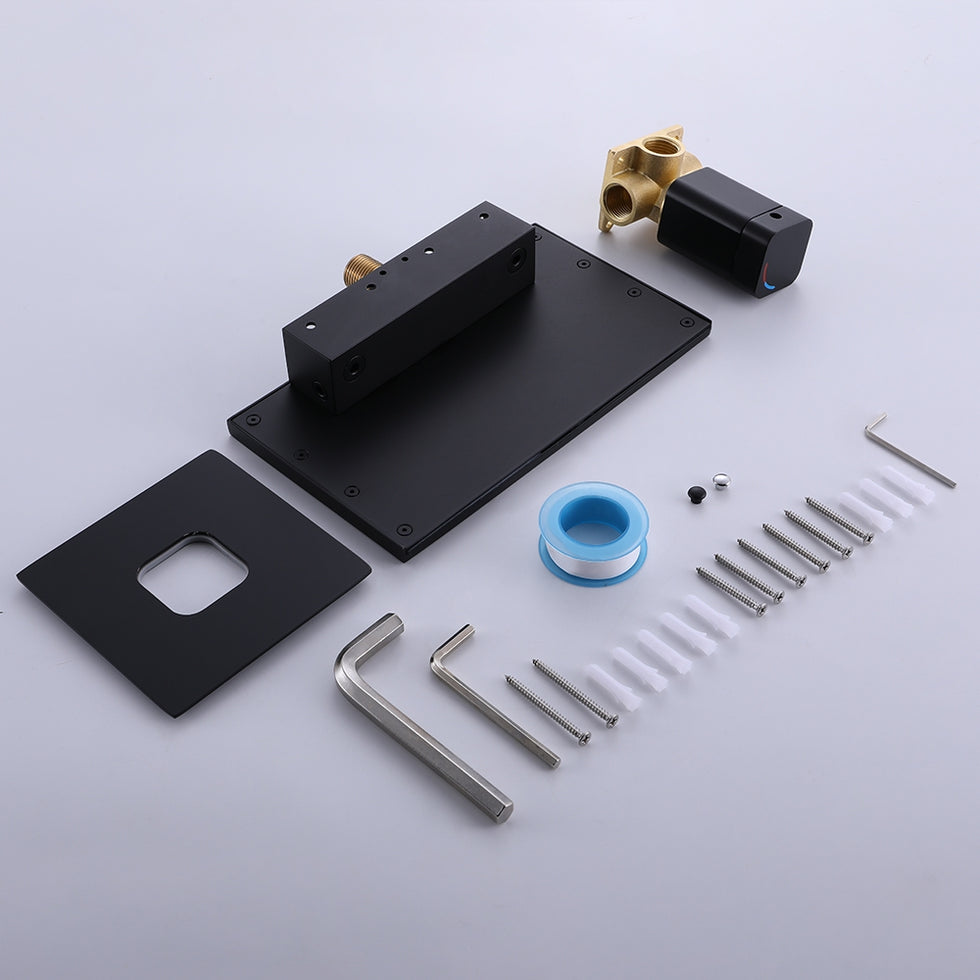 HMR - Waterfall Wall Mount Bathroom Sink Faucet Single Knob
