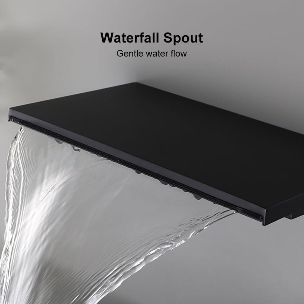 HMR - Waterfall Wall Mount Bathroom Sink Faucet Single Knob