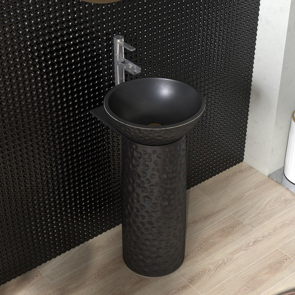 HMR - Pedestal Sink Gaolin Wash Sink in Black