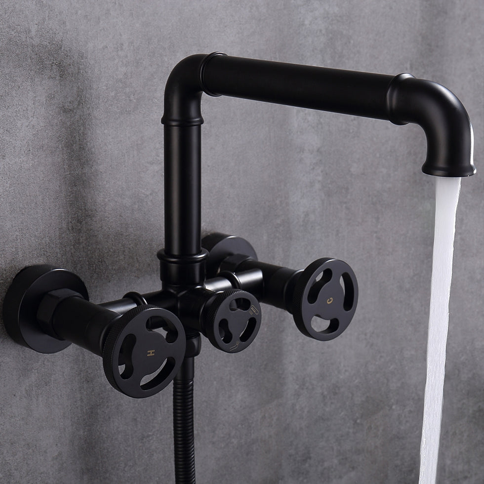 HMR - Ruth Wall Mounted Filler Faucet with Hand Shower in Brass
