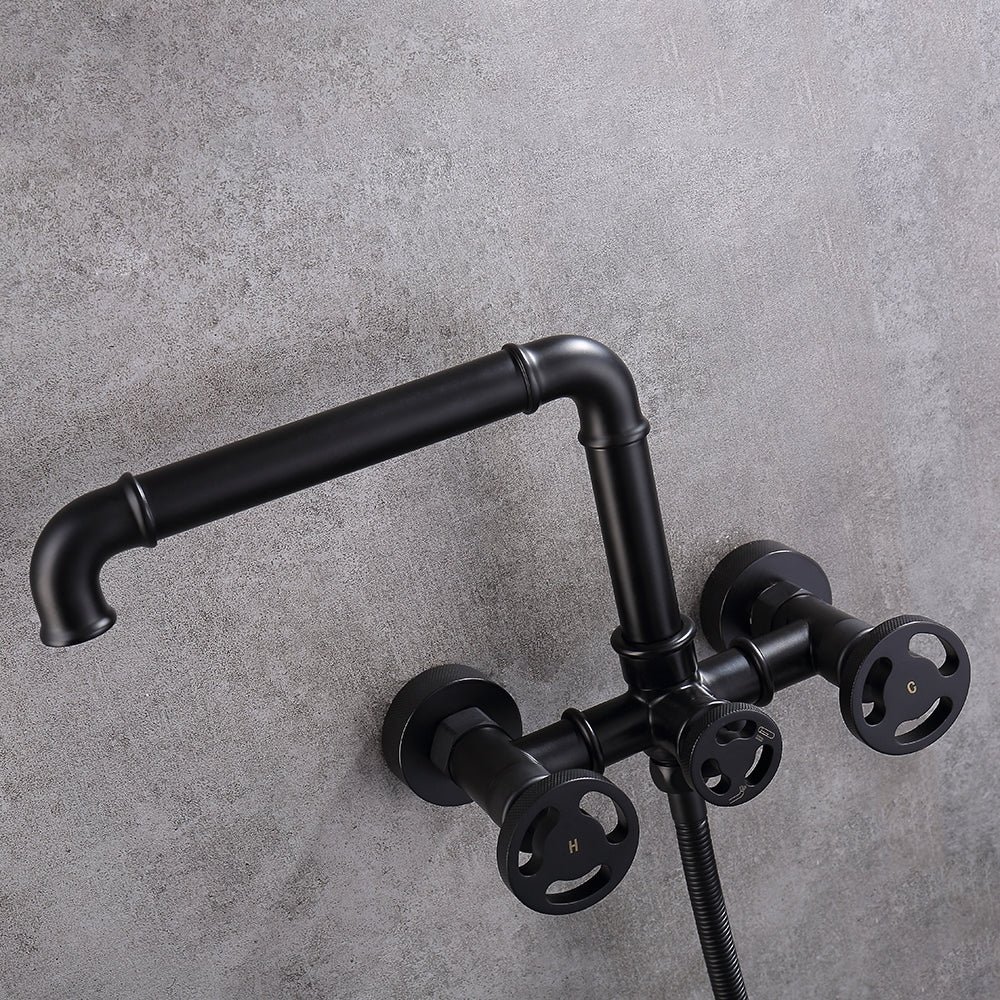 HMR - Ruth Wall Mounted Filler Faucet with Hand Shower in Brass