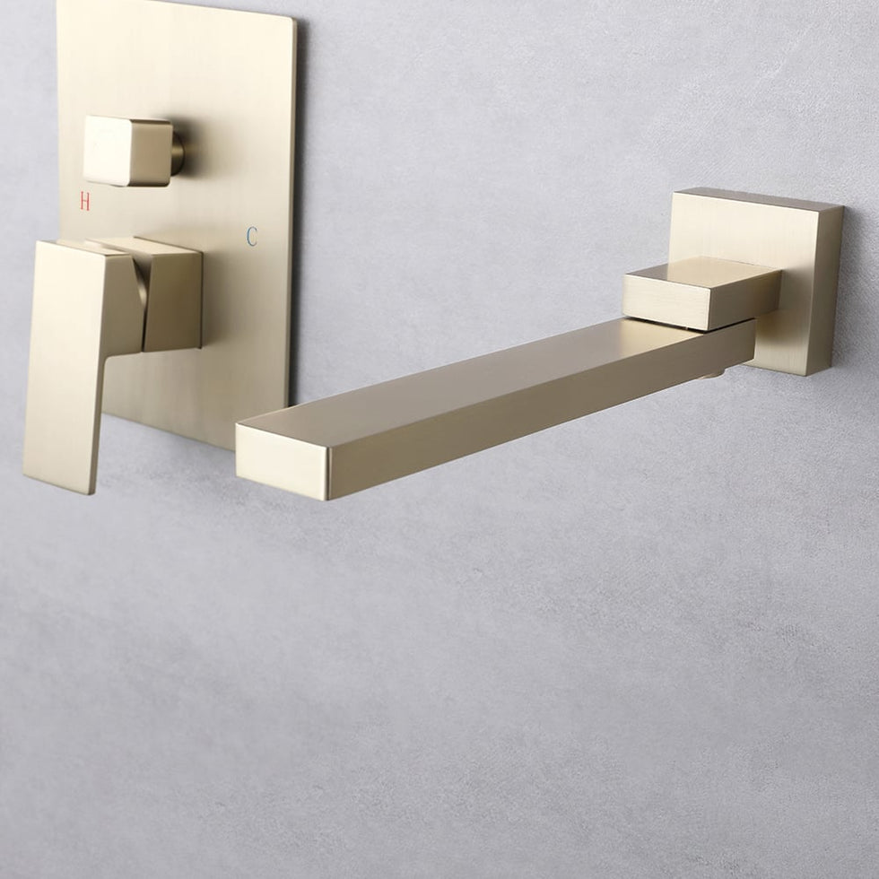 HMR - Wall Mounted Swirling Faucet with Hand Shower in Brushed Gold