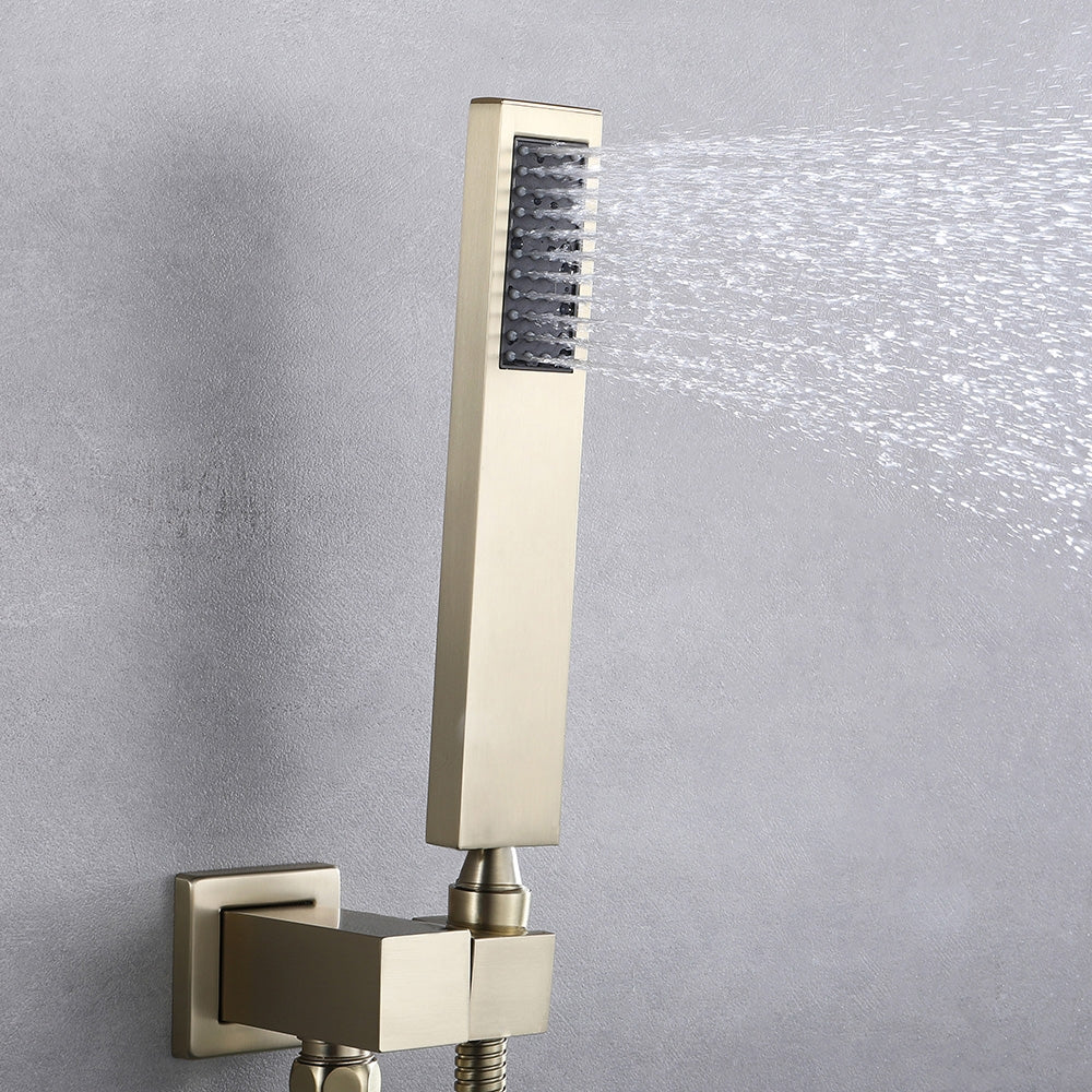 HMR - Wall Mounted Swirling Faucet with Hand Shower in Brushed Gold