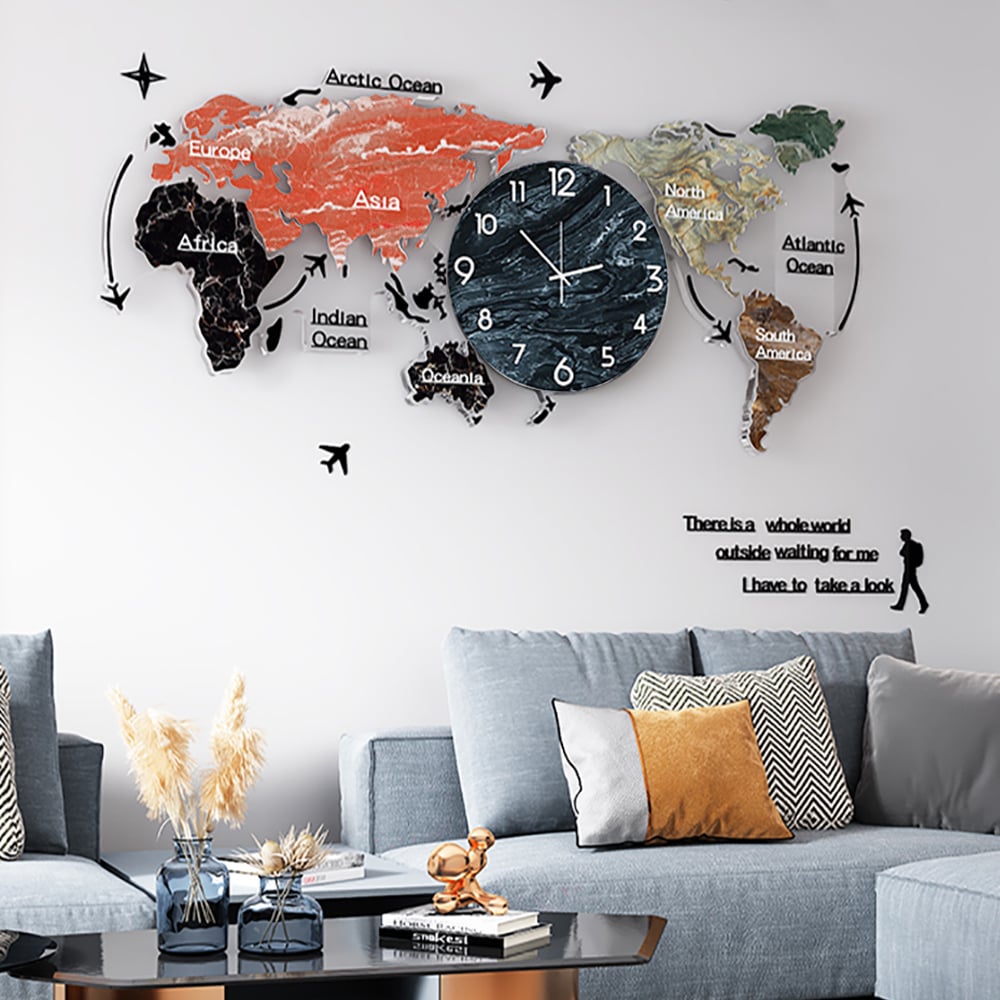 HMR - Modern World Map Wall Clock