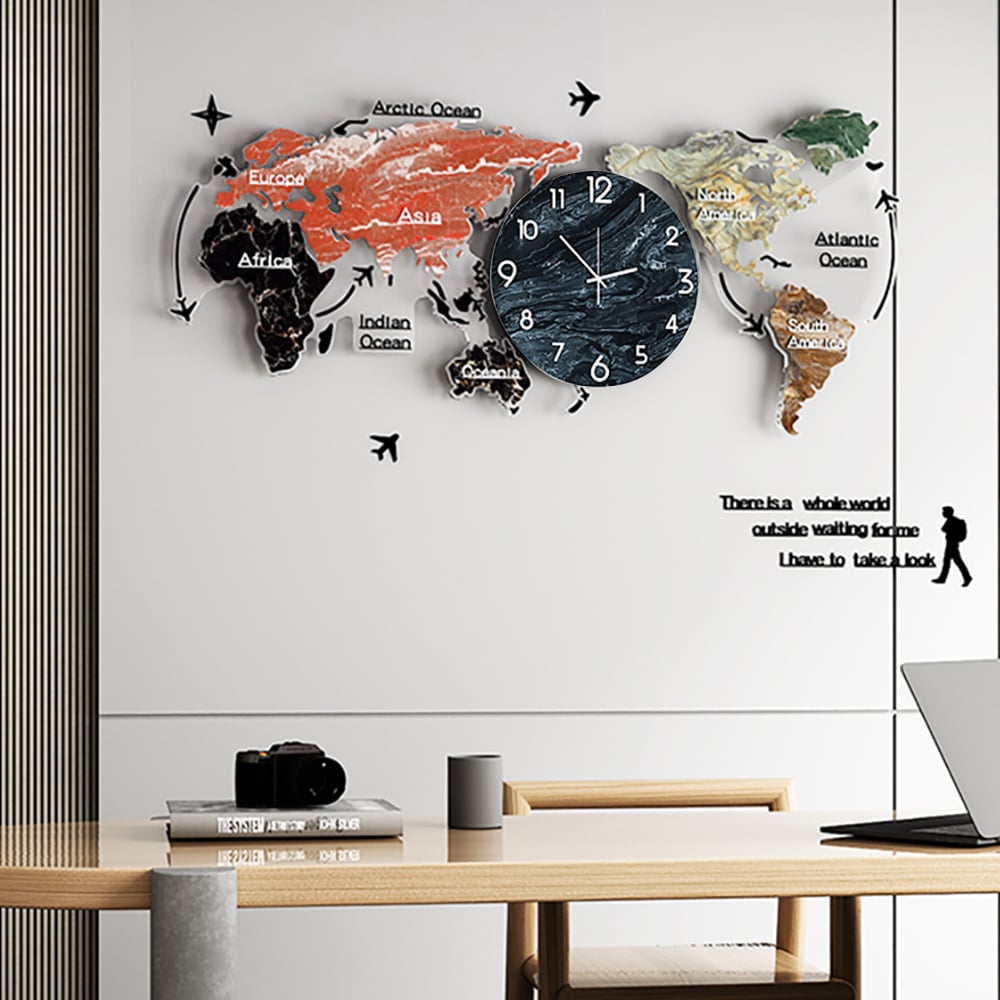 HMR - Modern World Map Wall Clock