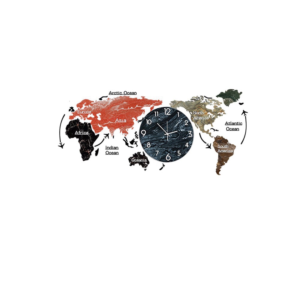 HMR - Modern World Map Wall Clock