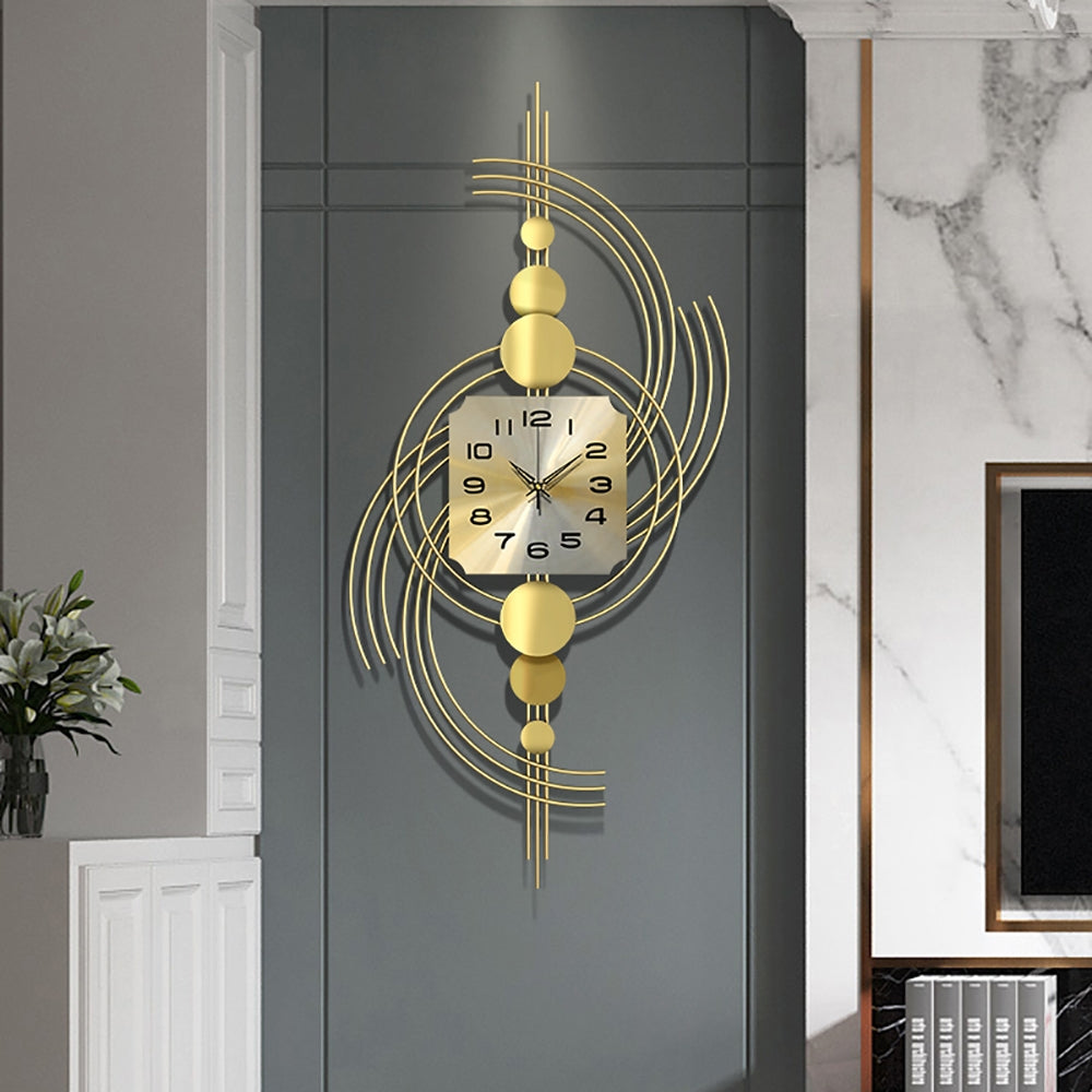 HMR - Modern 3D Metal Wall Clock with Golden Geometric Frame