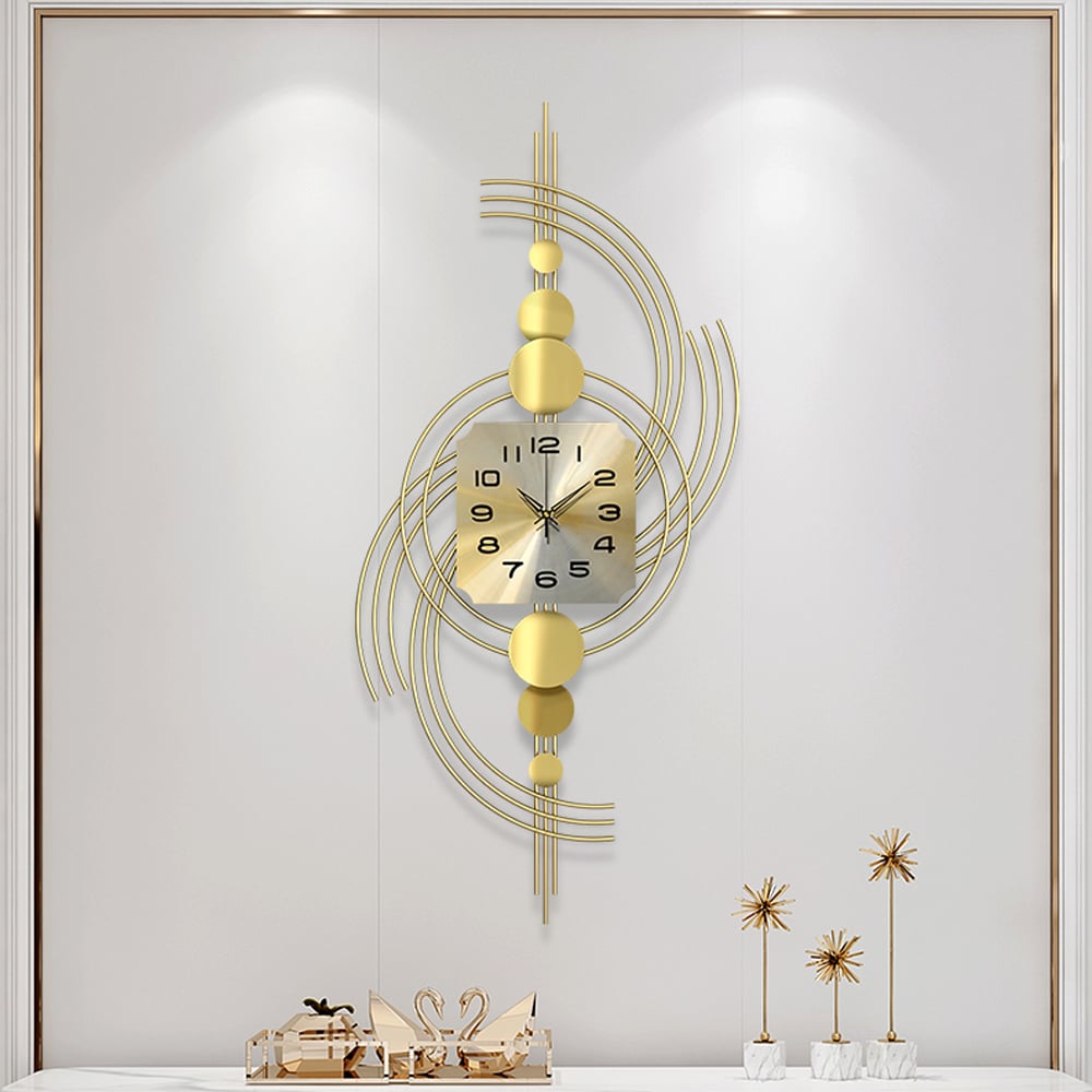 HMR - Modern 3D Metal Wall Clock with Golden Geometric Frame