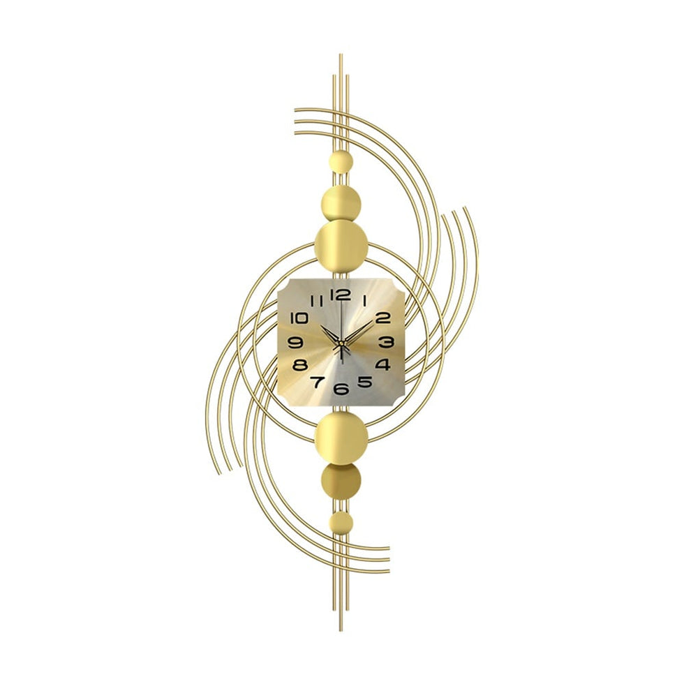 HMR - Modern 3D Metal Wall Clock with Golden Geometric Frame