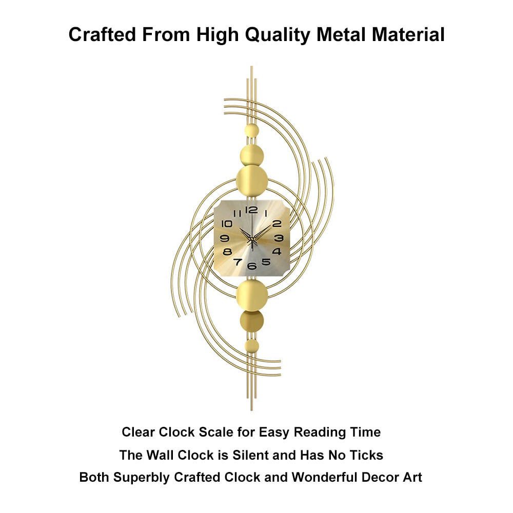 HMR - Modern 3D Metal Wall Clock with Golden Geometric Frame