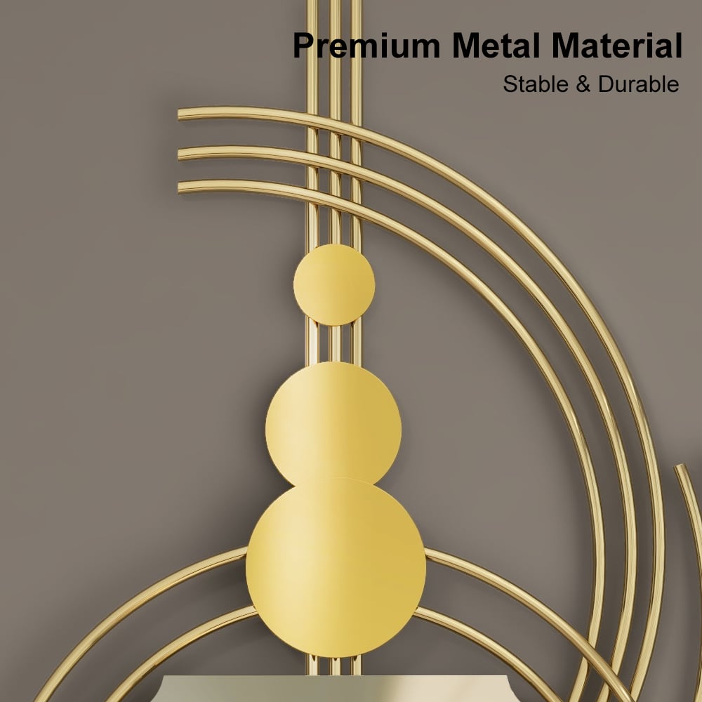 HMR - Modern 3D Metal Wall Clock with Golden Geometric Frame