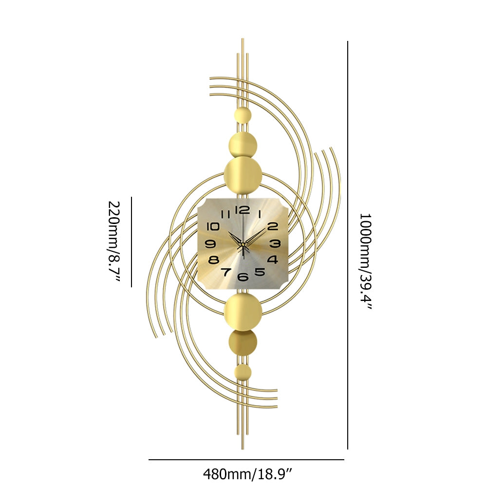 HMR - Modern 3D Metal Wall Clock with Golden Geometric Frame