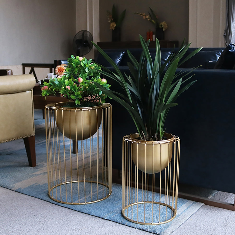 HMR - Modern 19.7" Flower Stand Gold Plant Stand for Flower Stand