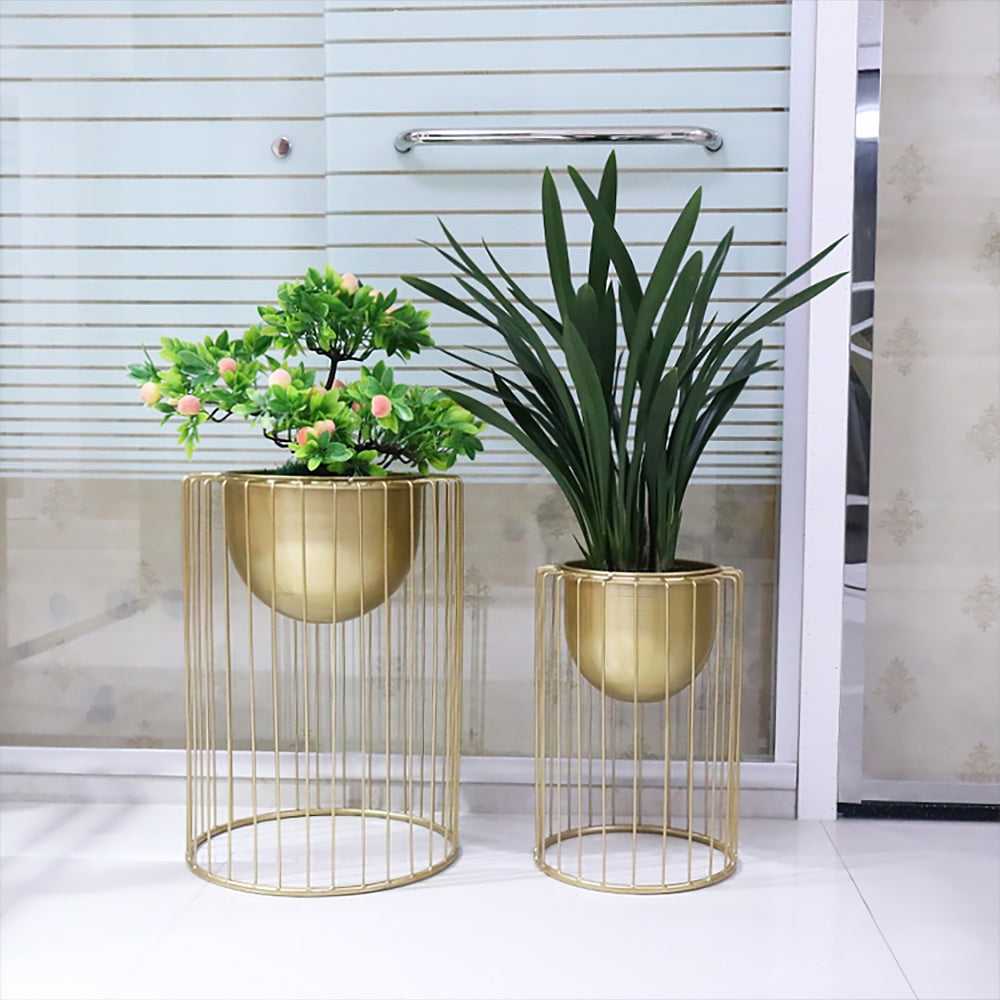 HMR - Modern 19.7" Flower Stand Gold Plant Stand for Flower Stand