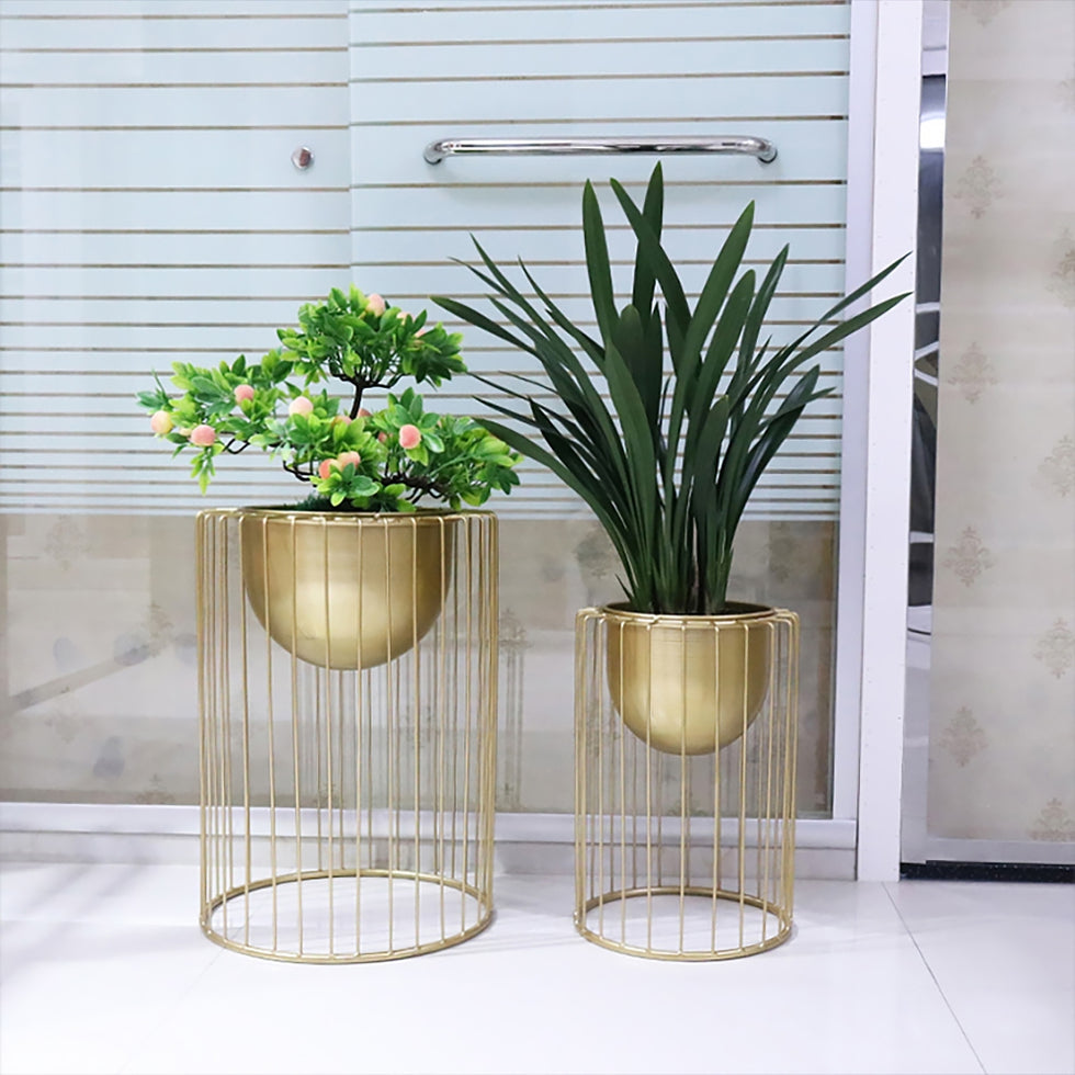 HMR - Modern 19.7" Flower Stand Gold Plant Stand for Flower Stand