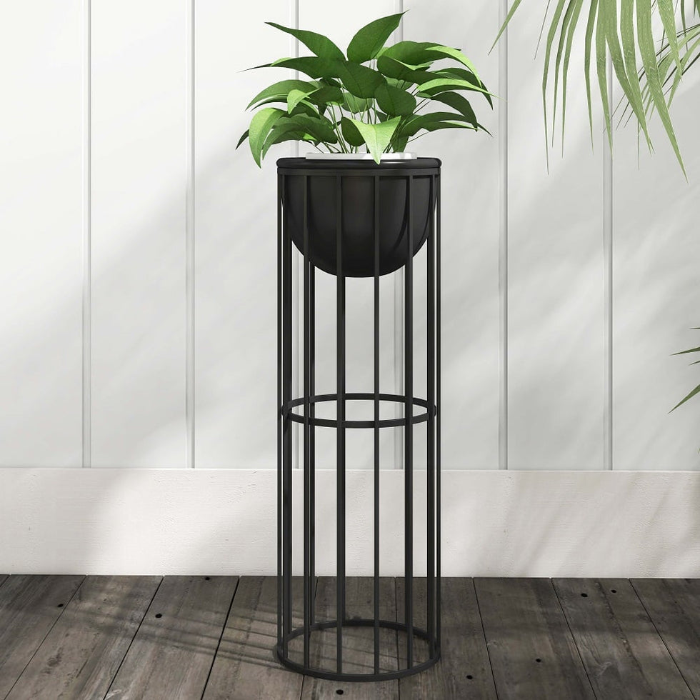 HMR - Modern 23.6" Indoor Metal Planter with Stand