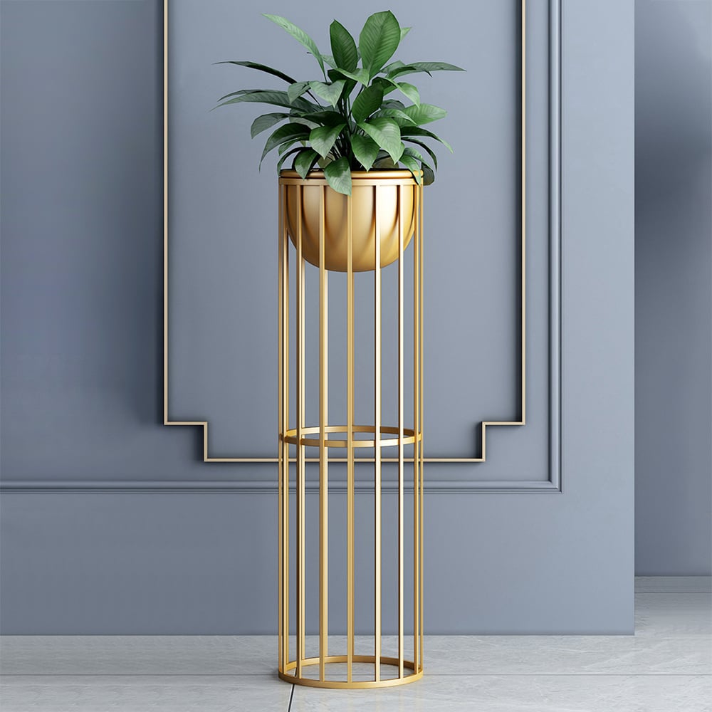 HMR - Modern 23.6" Indoor Metal Planter with Stand