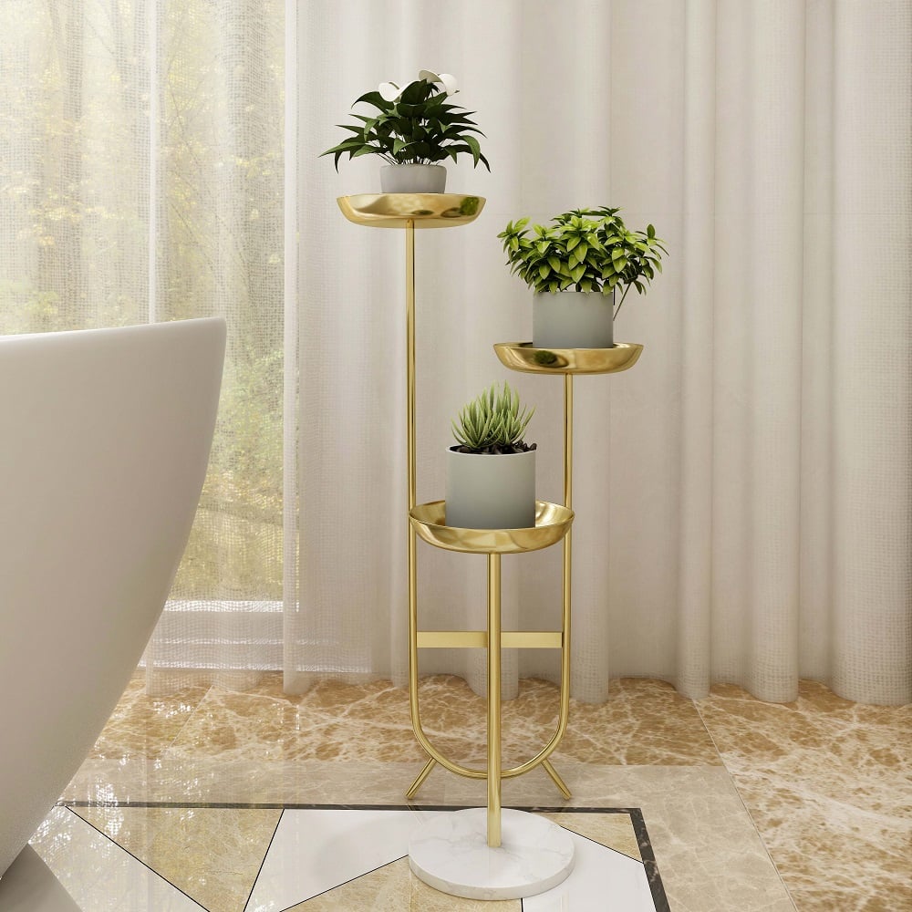 HMR - Chic Unique Shaped Metal Standing Plant Stand