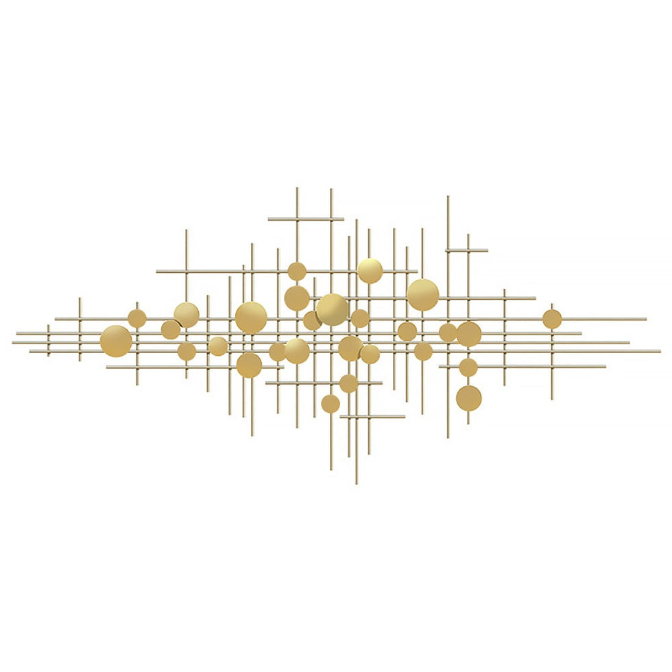 HMR - Metal Wall Decor Abstract Bar and Dots in Gold