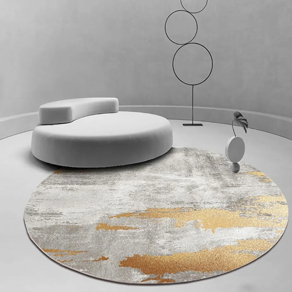 HMR - Modern Abstract Round Indoor 4' x 4' Area Rug