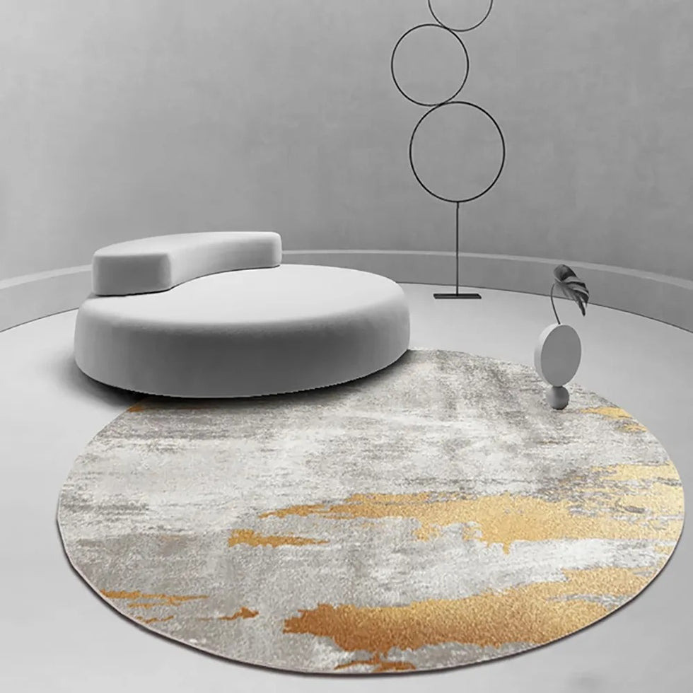 HMR - Modern Abstract Round Indoor 4' x 4' Area Rug