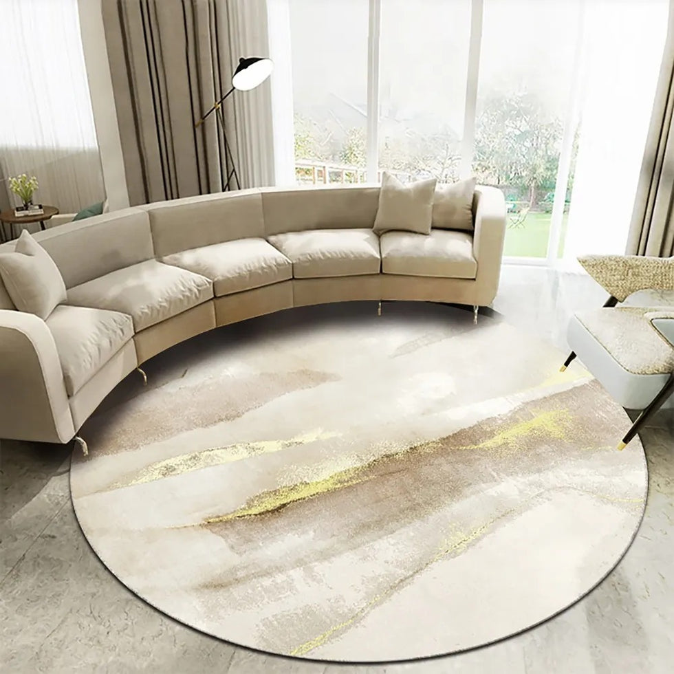 HMR - Modern Abstract Round Indoor 4' x 4' Area Rug