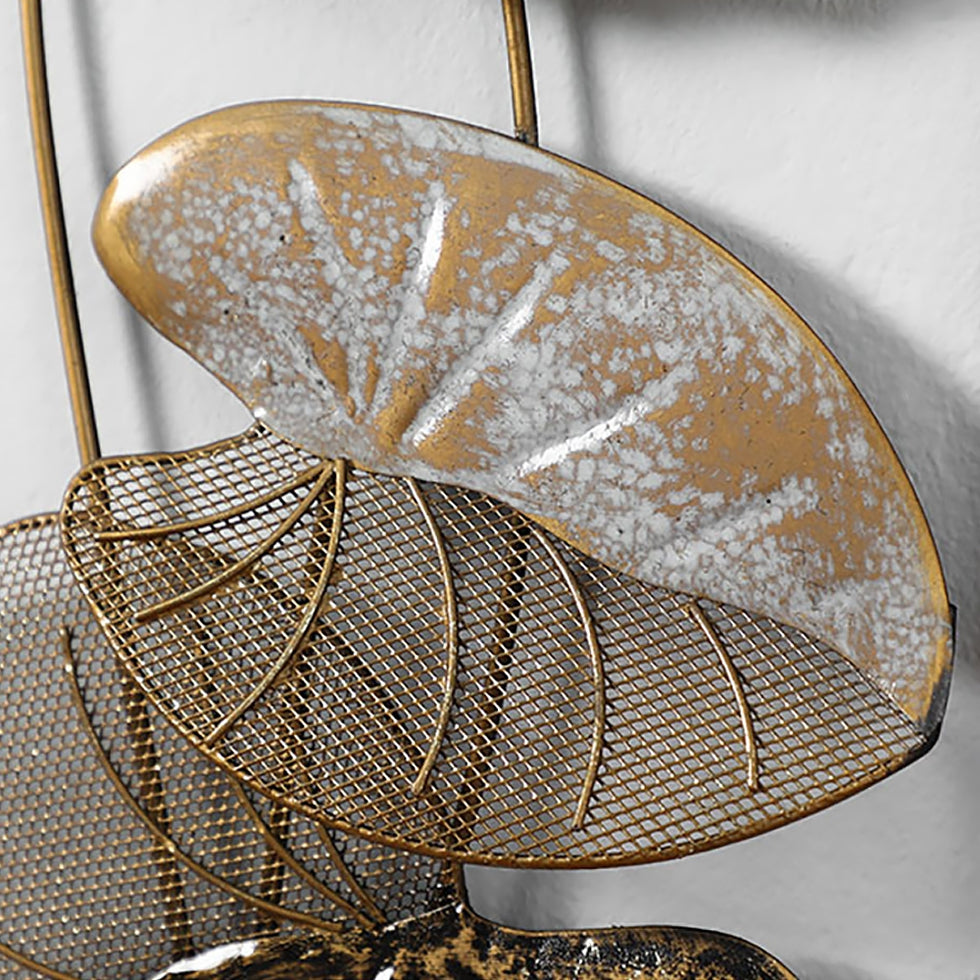 HMR - 2 Pieces Metal Lotus Leaves Wall Decor with Rectangle Frame in Black
