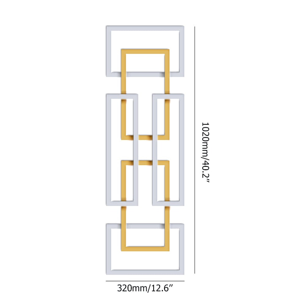 HMR - 2 Pieces Geometric Rectangle Metal Wall Decor in Gold and Silver