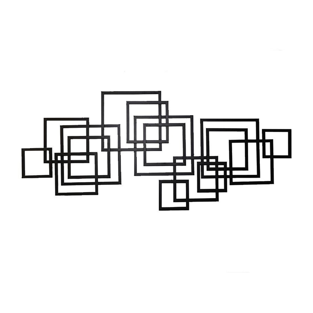 HMR - Rectangle Wall Decor Minimalist Metal Geometric in Black