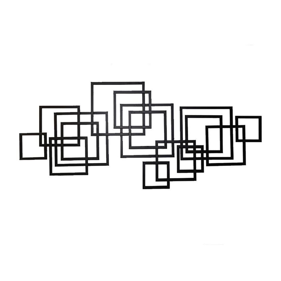 HMR - Rectangle Wall Decor Minimalist Metal Geometric in Black
