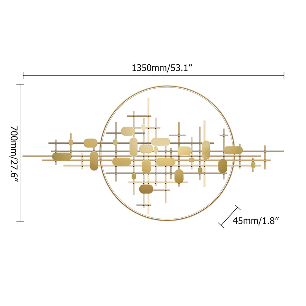 HMR - 3D Big Wall Decorative Metal Home Hanging Art in Gold