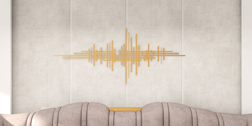HMR - Geometric Lines Metal Wall Home Hanging Accent in Gold