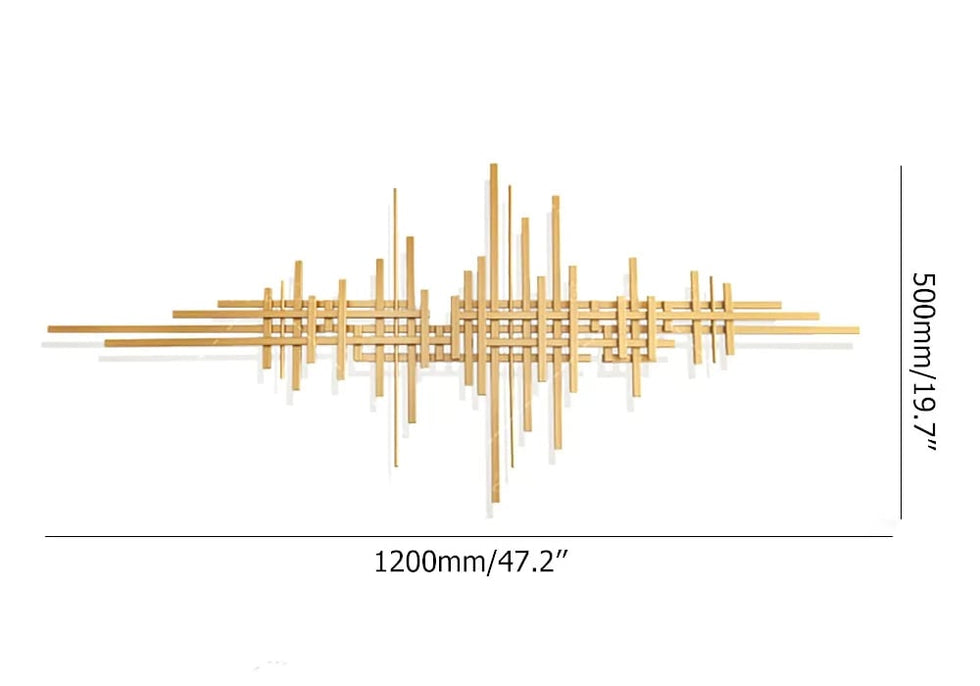 HMR - Geometric Lines Metal Wall Home Hanging Accent in Gold