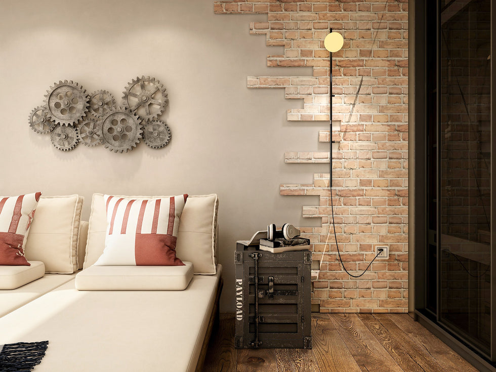 HMR - Distressed Wall Decor with Gear Design in Silver