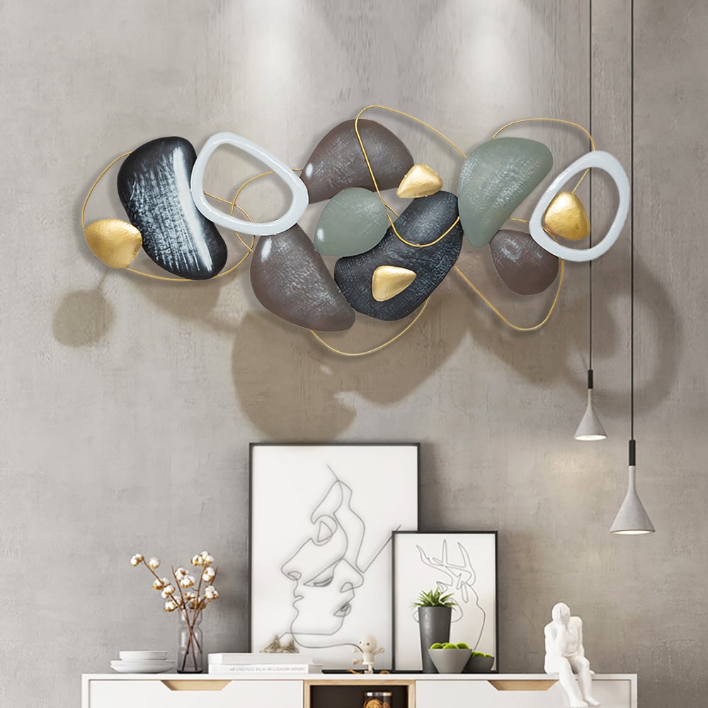 HMR - Creative Metal Stone Wall Decor in 53.1"L x 25.5"H