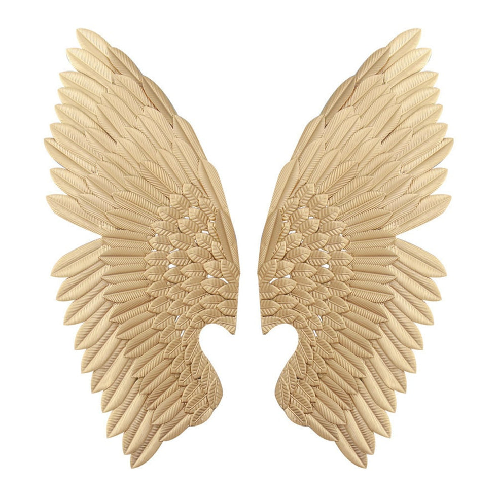 HMR - 2 Pieces Wing Wall Decor Home Art in Gold