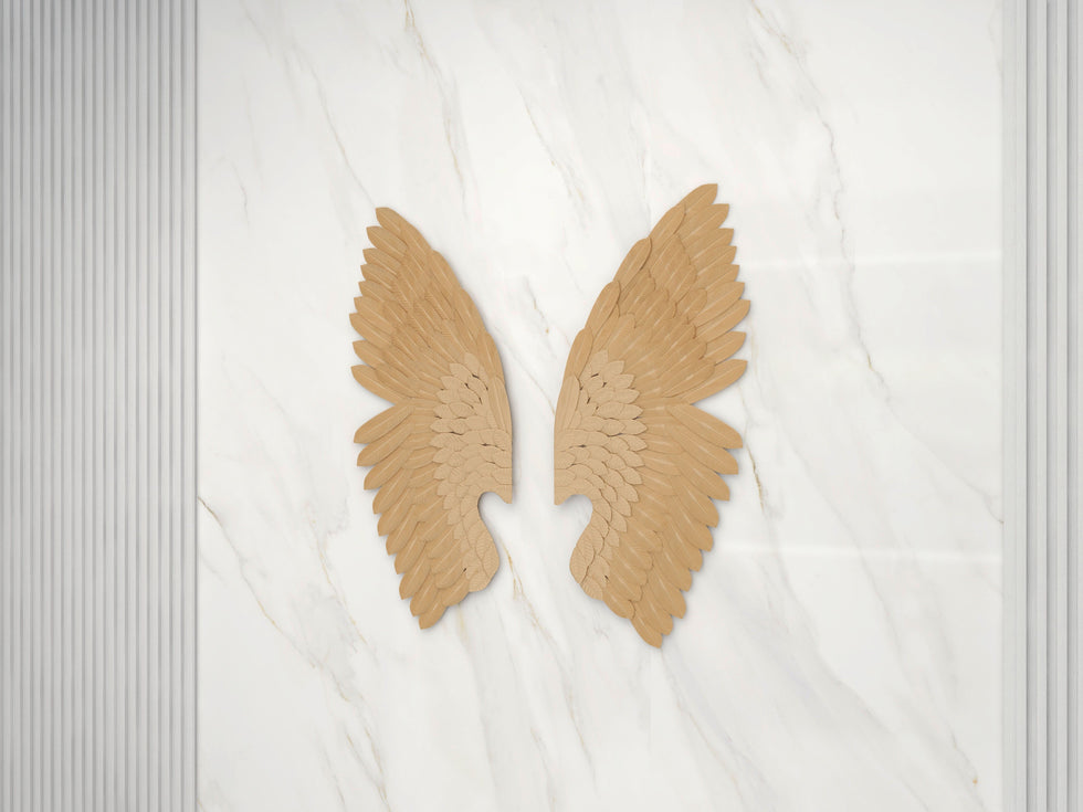 HMR - 2 Pieces Wing Wall Decor Home Art in Gold