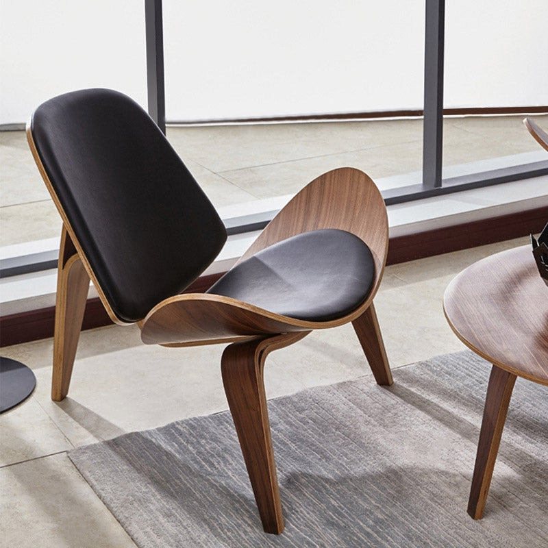HMR - Leather Walnut Tripod Accent Chair
