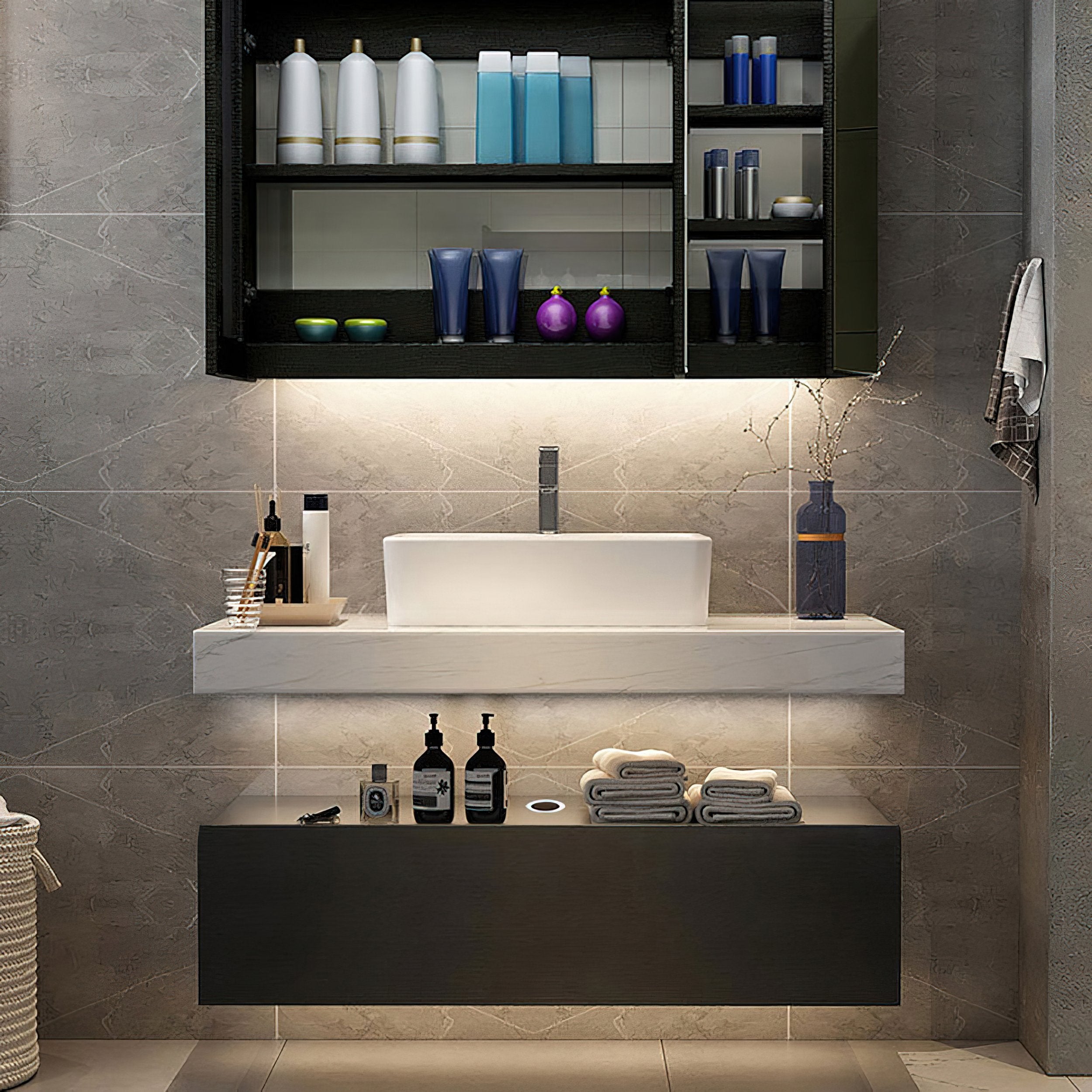 HMR - Modern 39" Bathroom Vanity Set with Sink