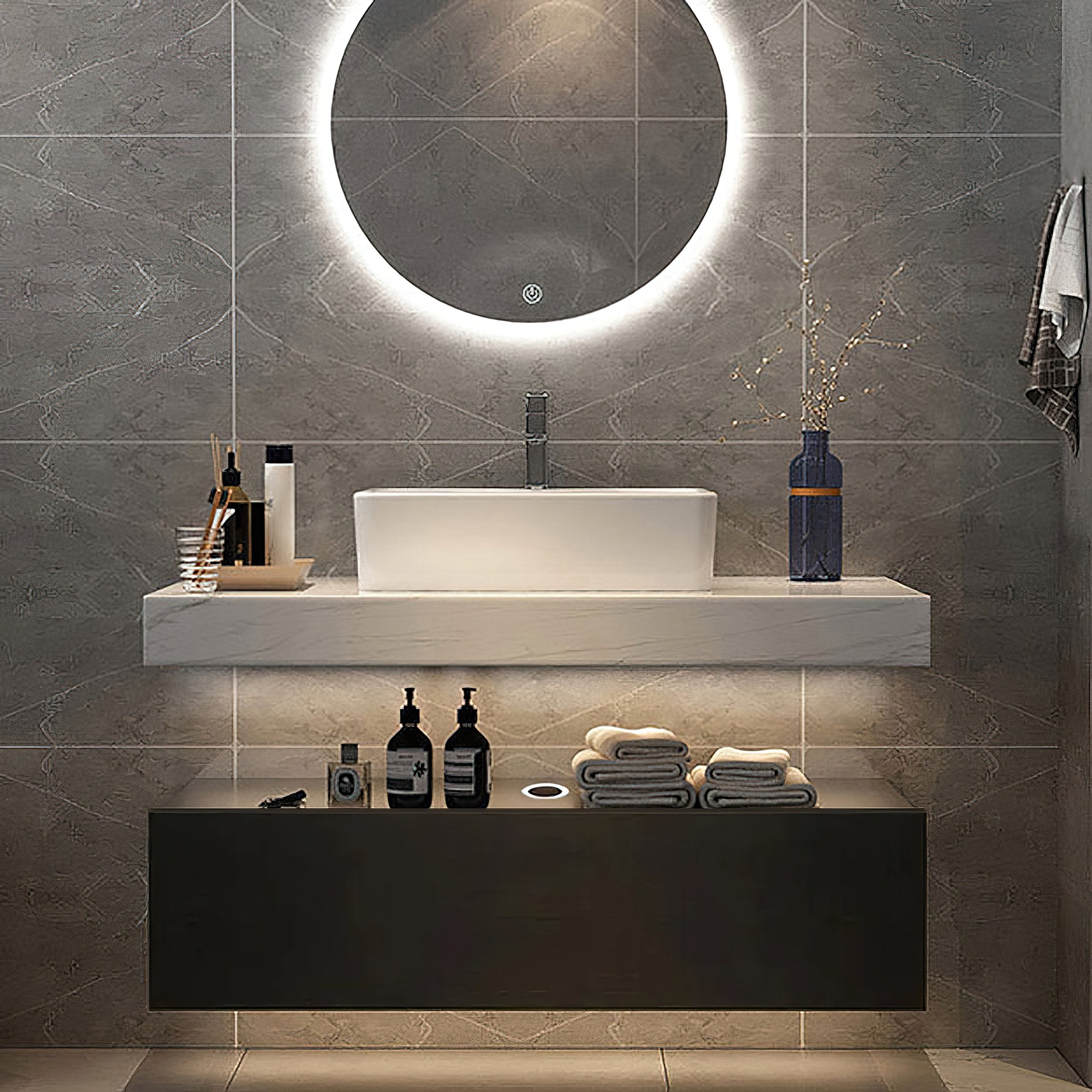 HMR - Modern 39" Bathroom Vanity Set with Sink