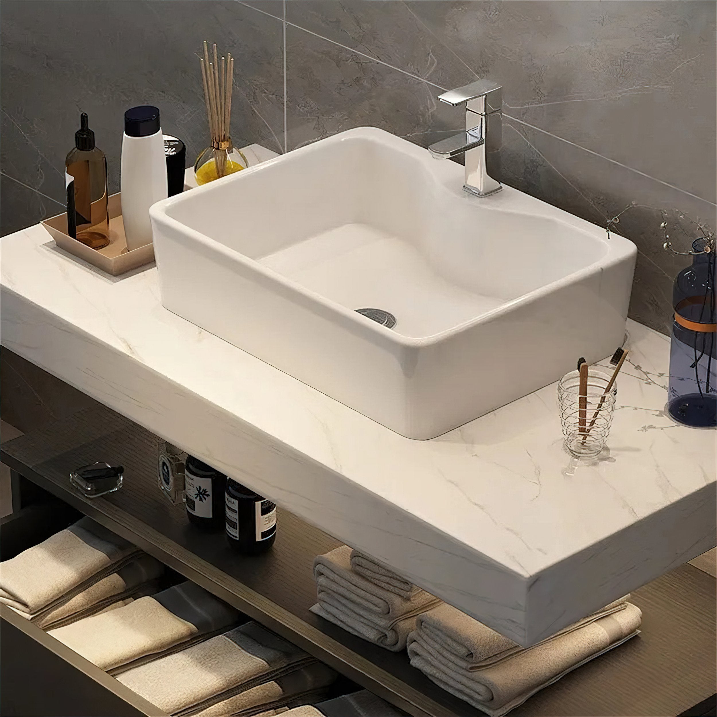 HMR - Modern 39" Bathroom Vanity Set with Sink