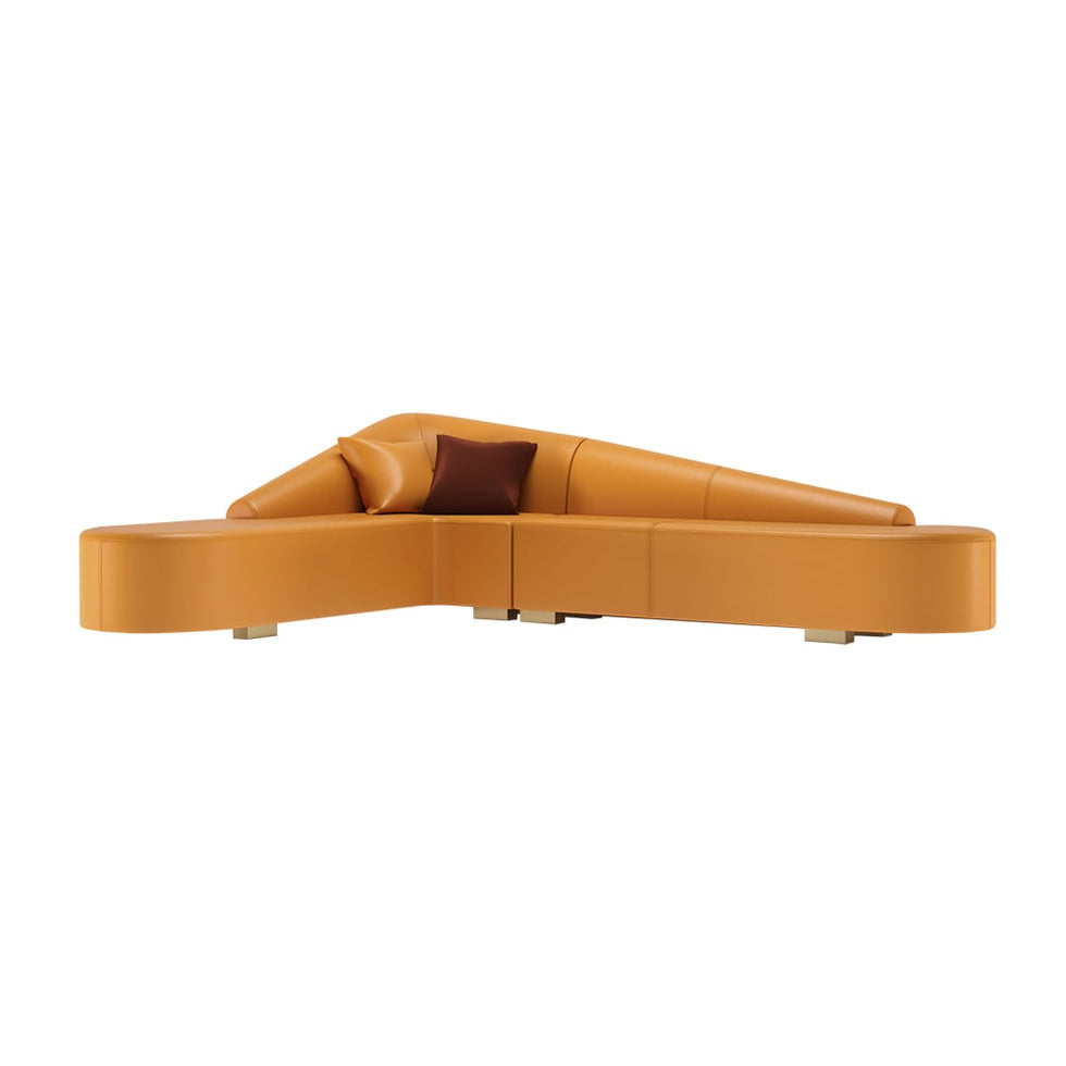 HMR - Modern 6-Seater L-Shaped Corner Faux Leather Upholstery Sectional Sofa