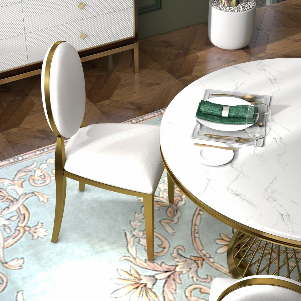 HMR - Luxury Modern Dining Chairs with PU Leather Upholstery (Set of 2)