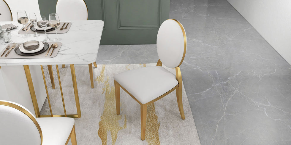 HMR - Luxury Modern Dining Chairs with PU Leather Upholstery (Set of 2)