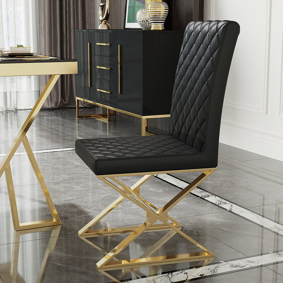 HMR - Dochic Series Modern Dining Chairs with PU Leather Upholstery (Set of 2)