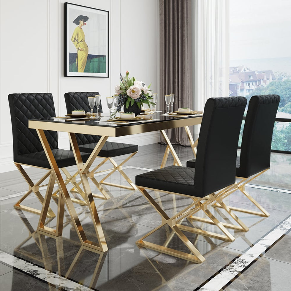 HMR - Dochic Series Modern Dining Chairs with PU Leather Upholstery (Set of 2)