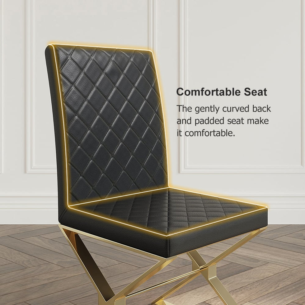 HMR - Dochic Series Modern Dining Chairs with PU Leather Upholstery (Set of 2)