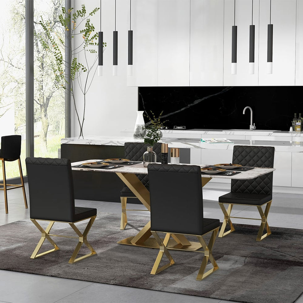 HMR - Dochic Series Modern Dining Chairs with PU Leather Upholstery (Set of 2)