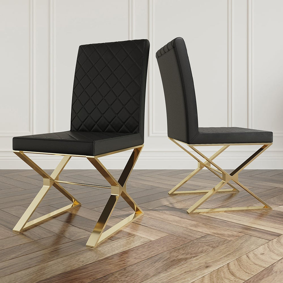 HMR - Dochic Series Modern Dining Chairs with PU Leather Upholstery (Set of 2)