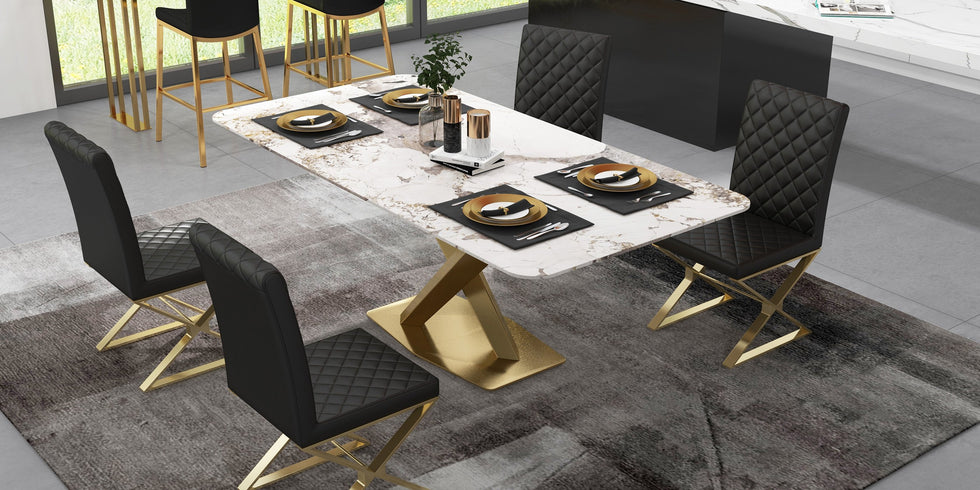 HMR - Dochic Series Modern Dining Chairs with PU Leather Upholstery (Set of 2)